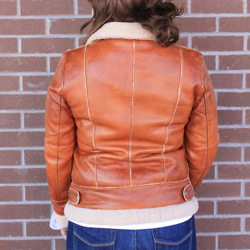 Callie Lambskin Shearling Trim Leather Jacket
