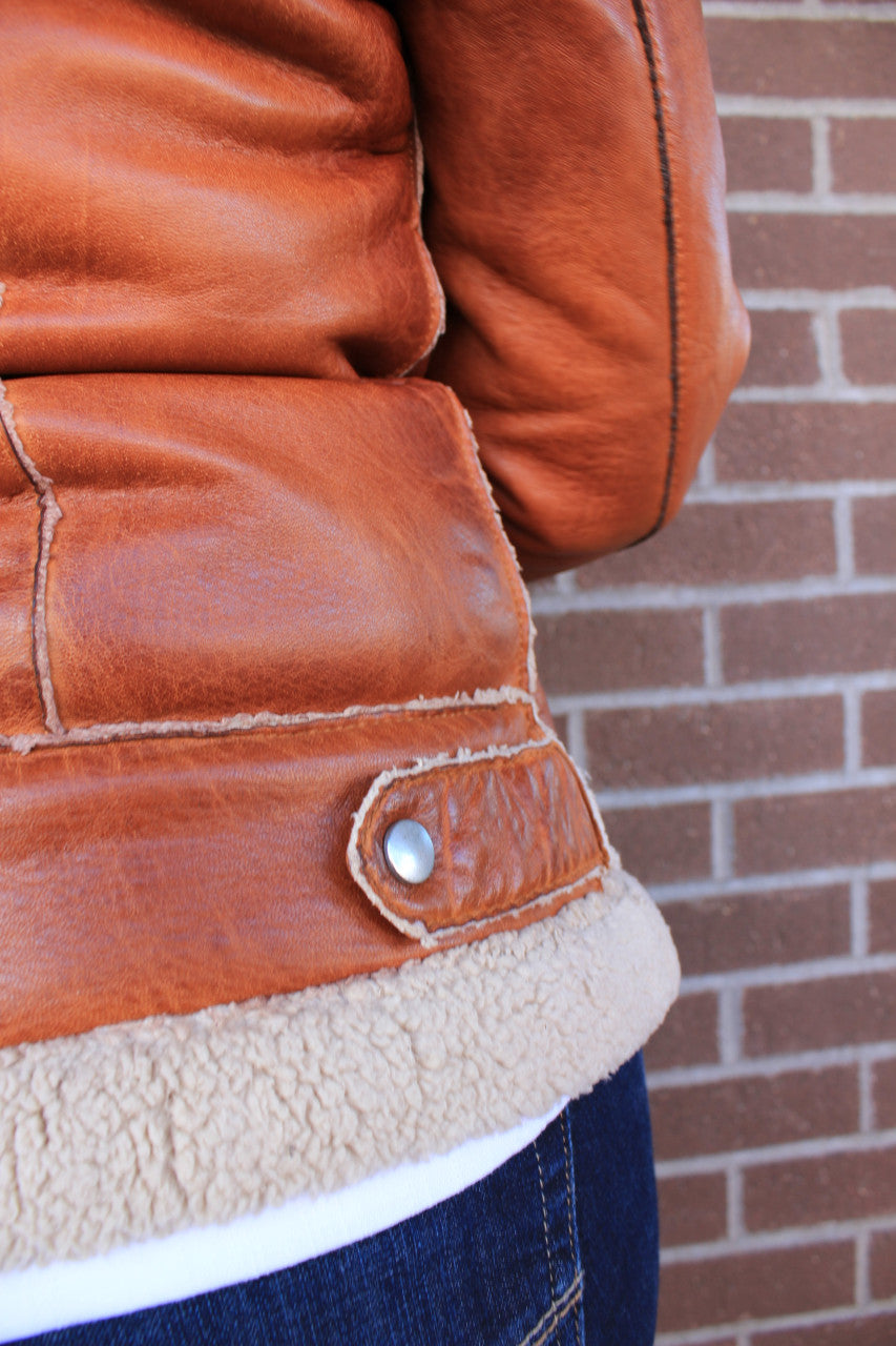 Callie Lambskin Shearling Trim Leather Jacket