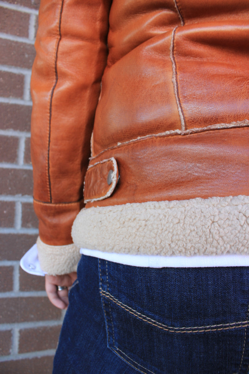 Callie Lambskin Shearling Trim Leather Jacket