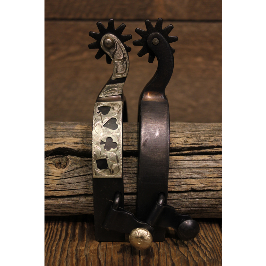 Black Steel Spurs with Card Suit