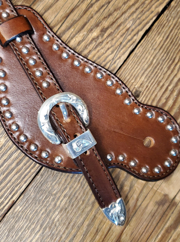 Bib Style Spur Straps with Silver Buckles and Spots