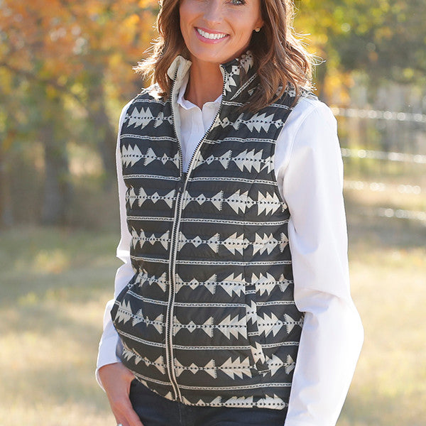 Reversible Women's Vest with Aztec Print