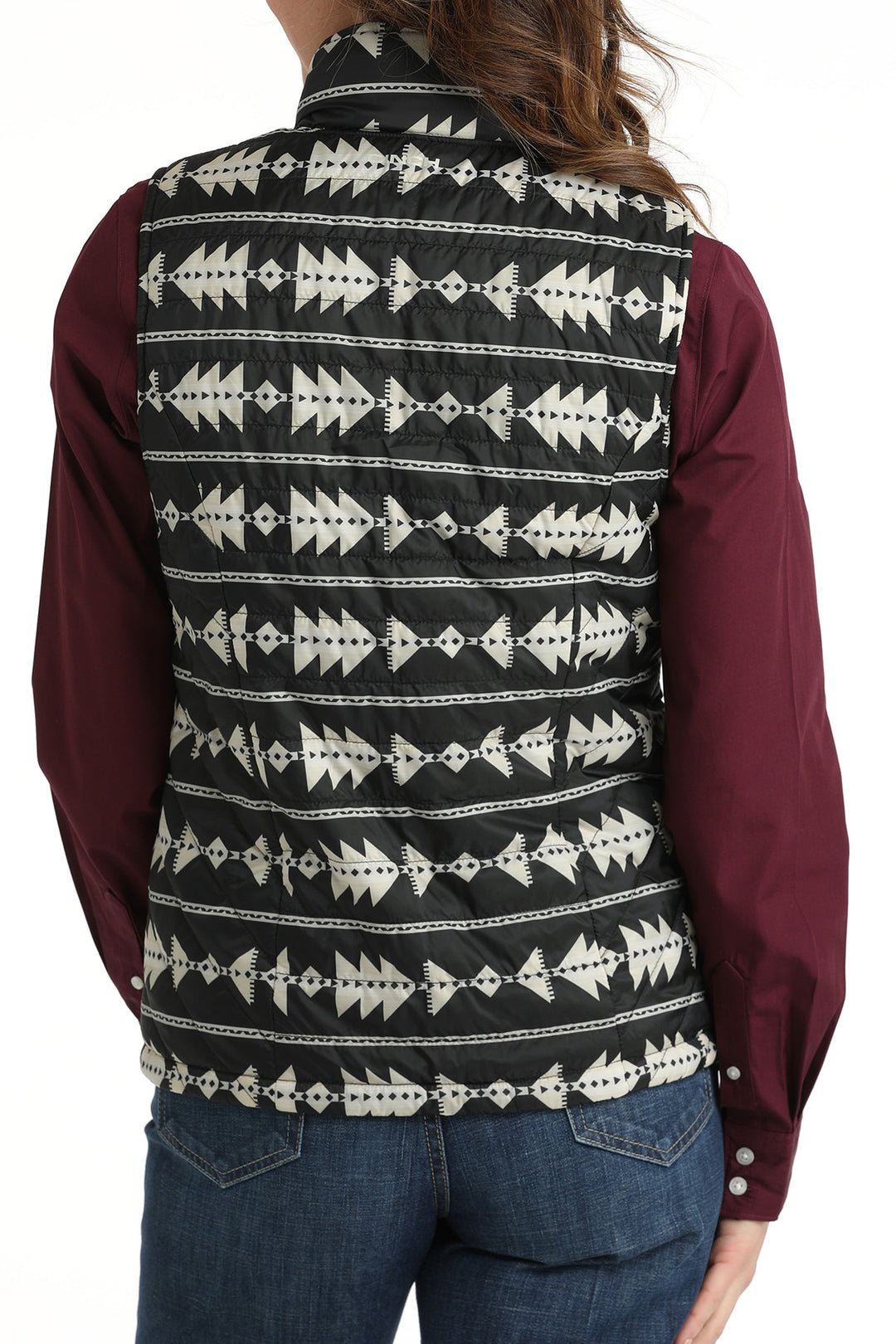 Reversible Women's Vest with Aztec Print