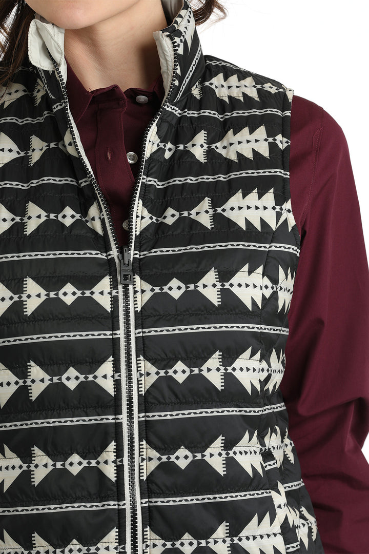 Reversible Women's Vest with Aztec Print