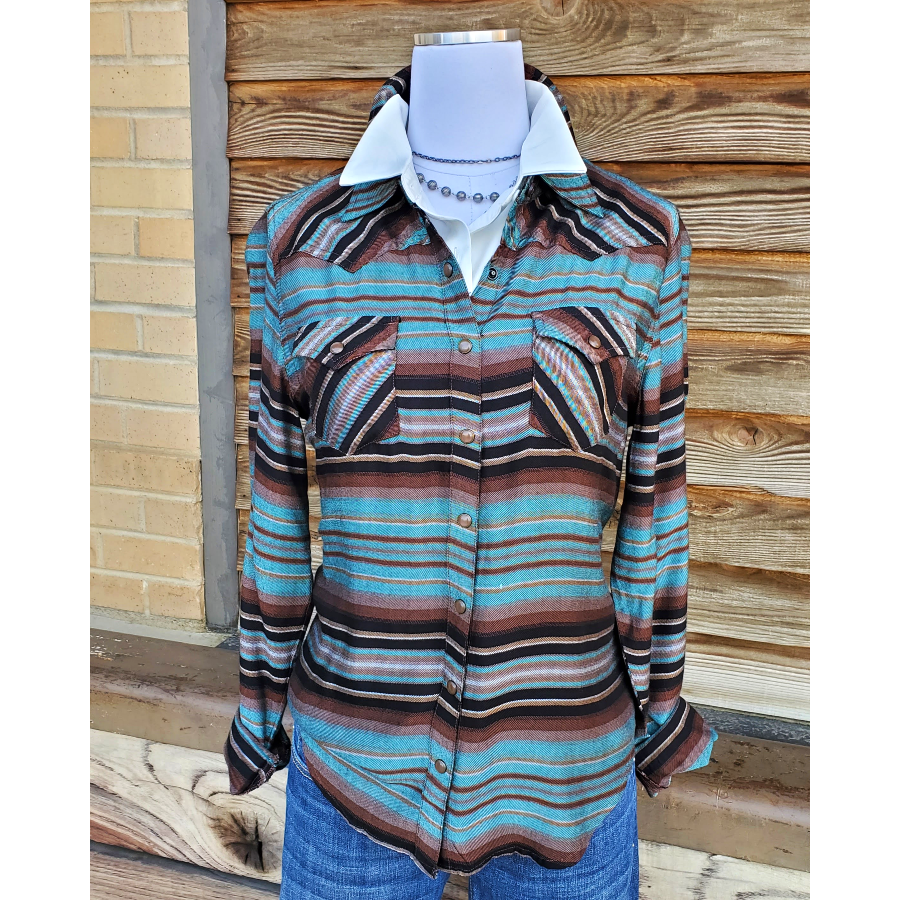 Ladies Striped Western Shirt With Snaps Cruel Girl Custom Cowboy Shop ladies-striped-western-shirt-with-snaps-cruel-girl-custom-cowboy-shop