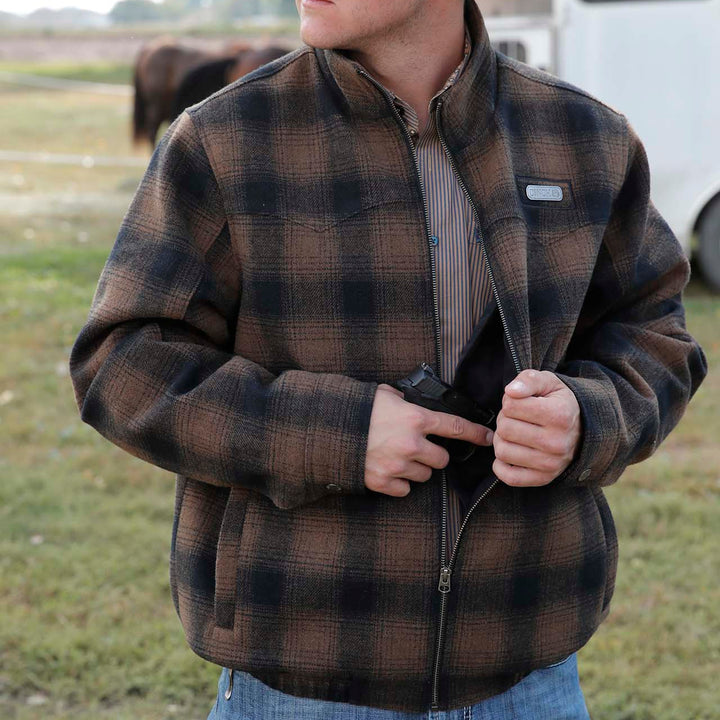 Men's Plaid Conceal Carry Jacket