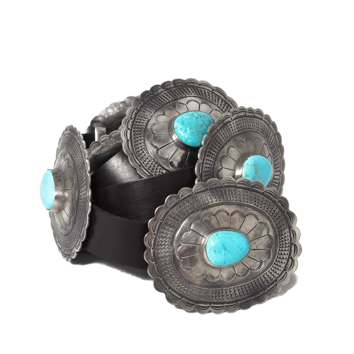 Oval Concho Belt with Turquoise