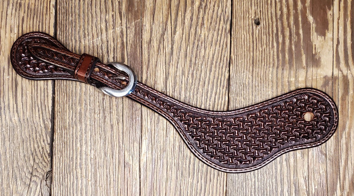 Basket Tooled Curved Spur Straps