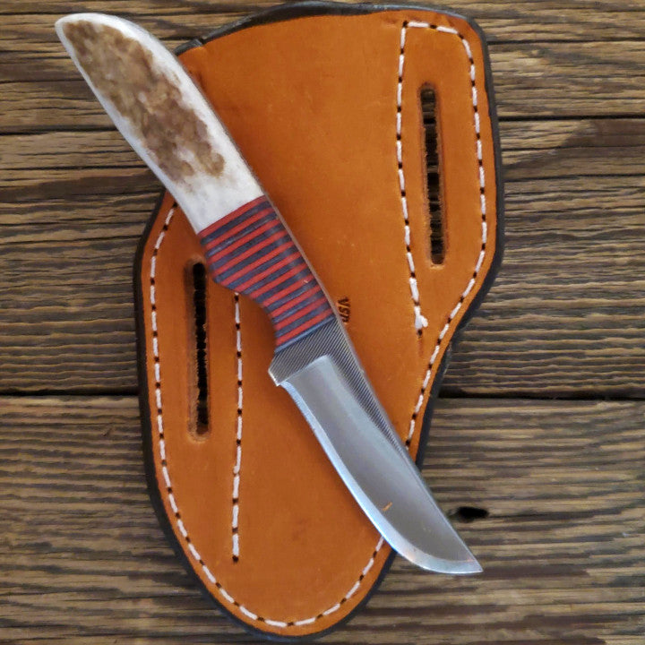 2 3/4" Blade Knife - Elk and Red Wood Handle