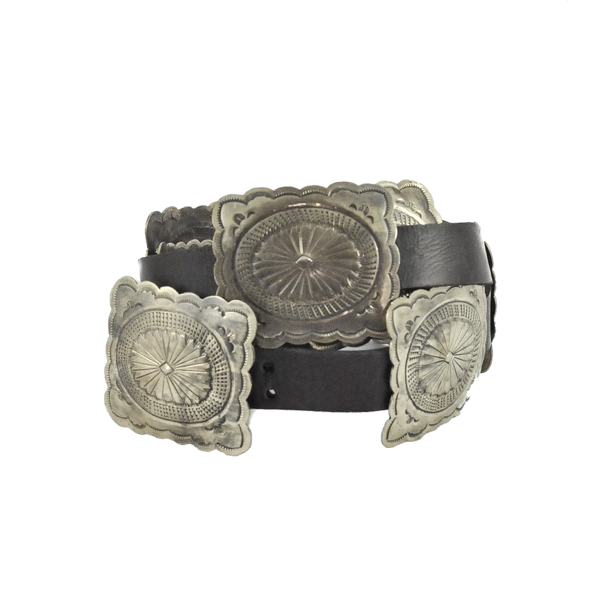 Fluted Concho Belt - Black