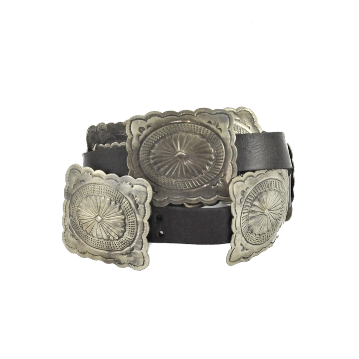 Fluted Concho Belt - Black