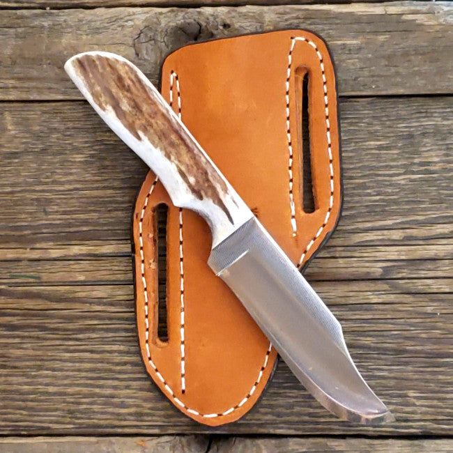 4" Blade Belt Knife with Full Elk Handle