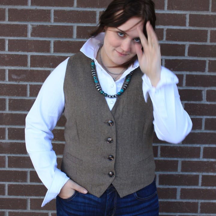 Women's Herringbone Tweed Vest