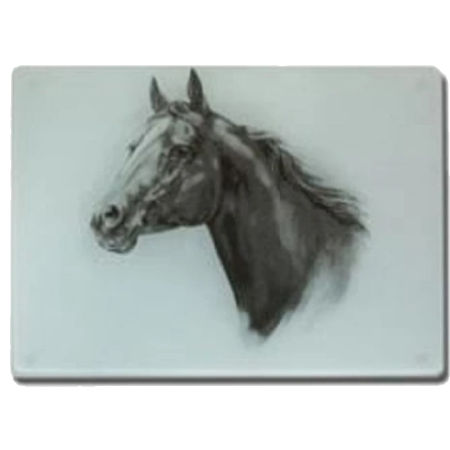 Glass Cutting Board with Quarter Horse Image