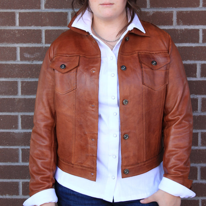 Ladies Leather Jean Jacket