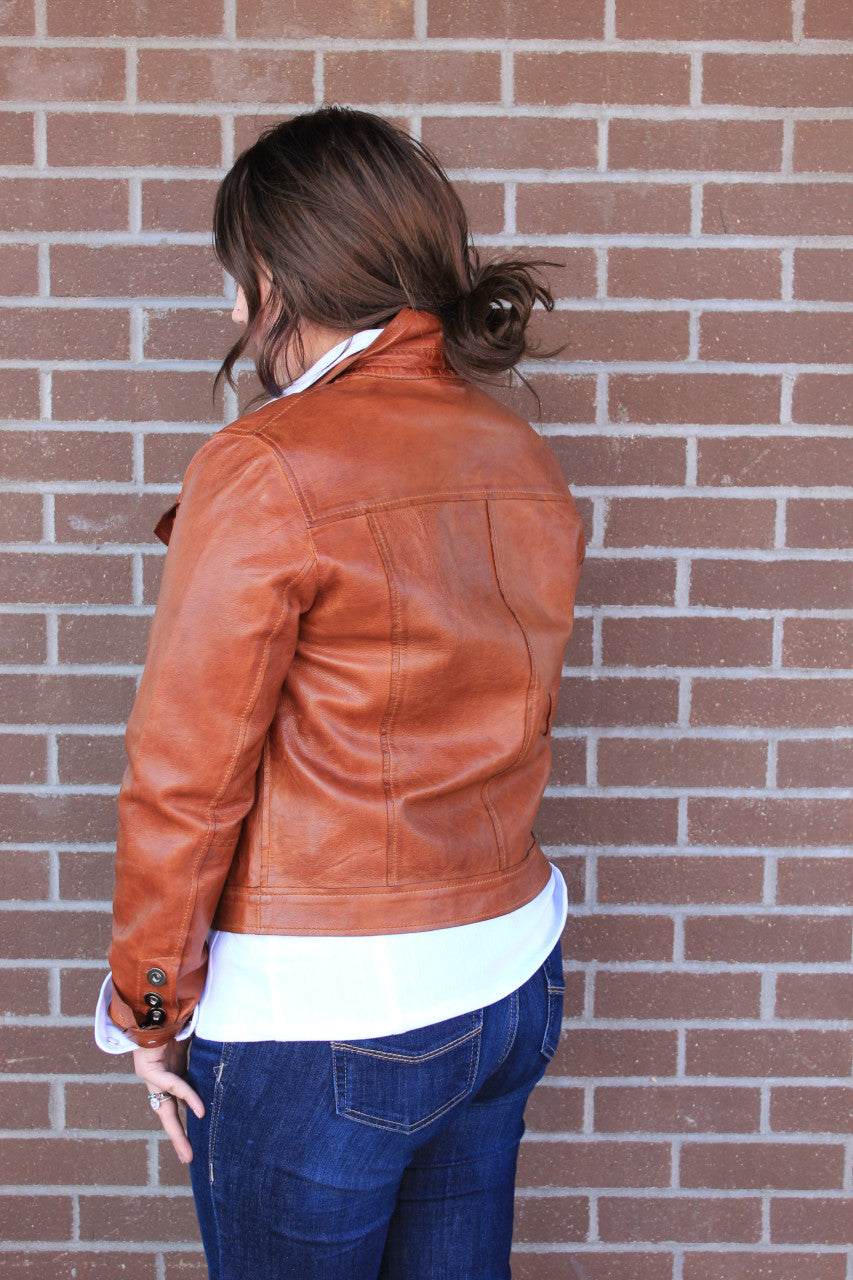 Ladies Leather Jean Jacket