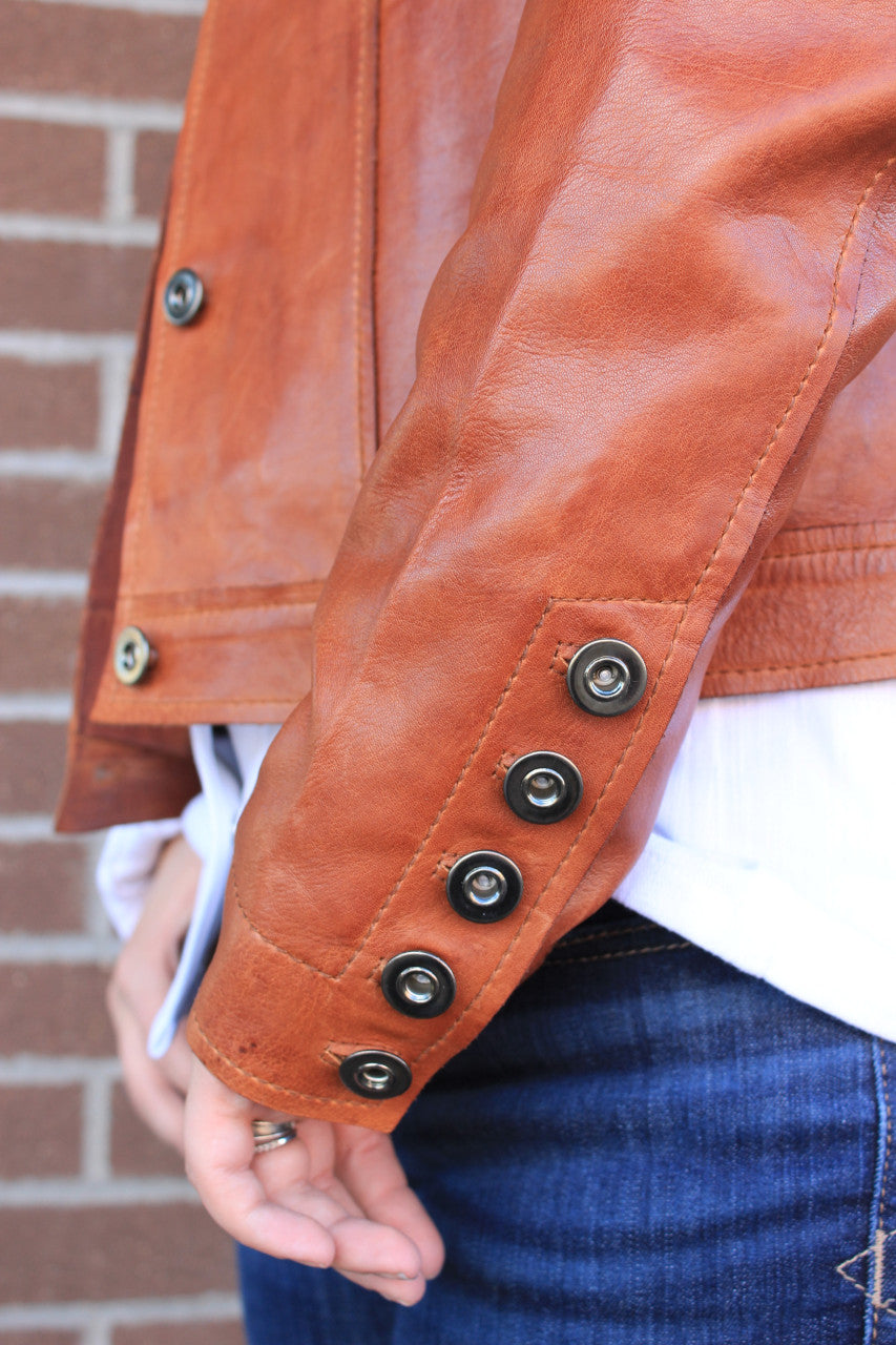 Ladies Leather Jean Jacket