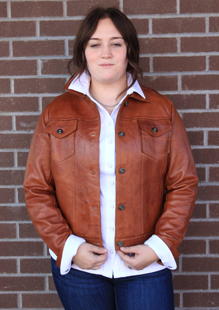 Ladies Leather Jean Jacket