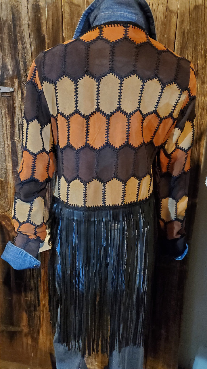 Women's Leather Patchwork Cardigan