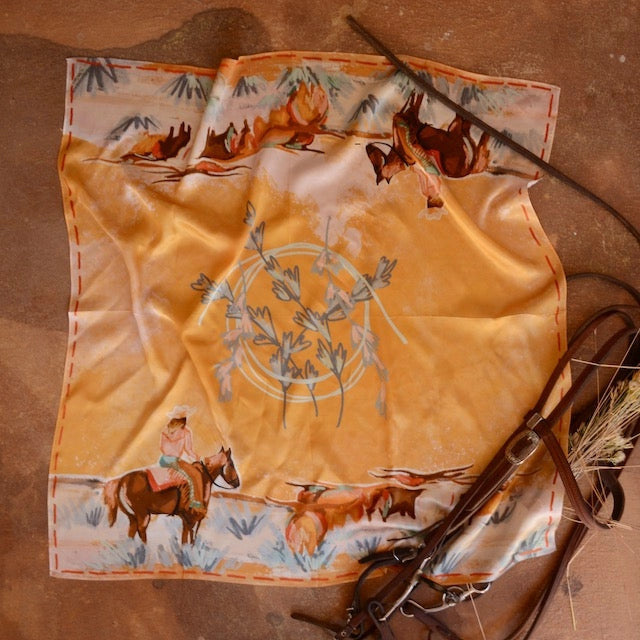 Longhorn Open Range Silk Scarf