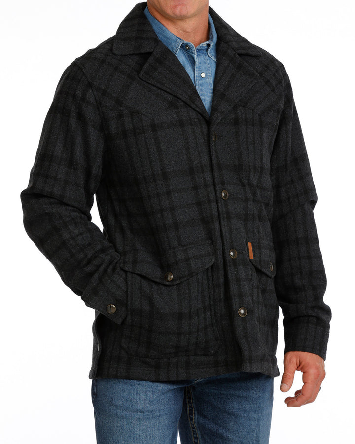 Cinch Black Plaid Dress Coat