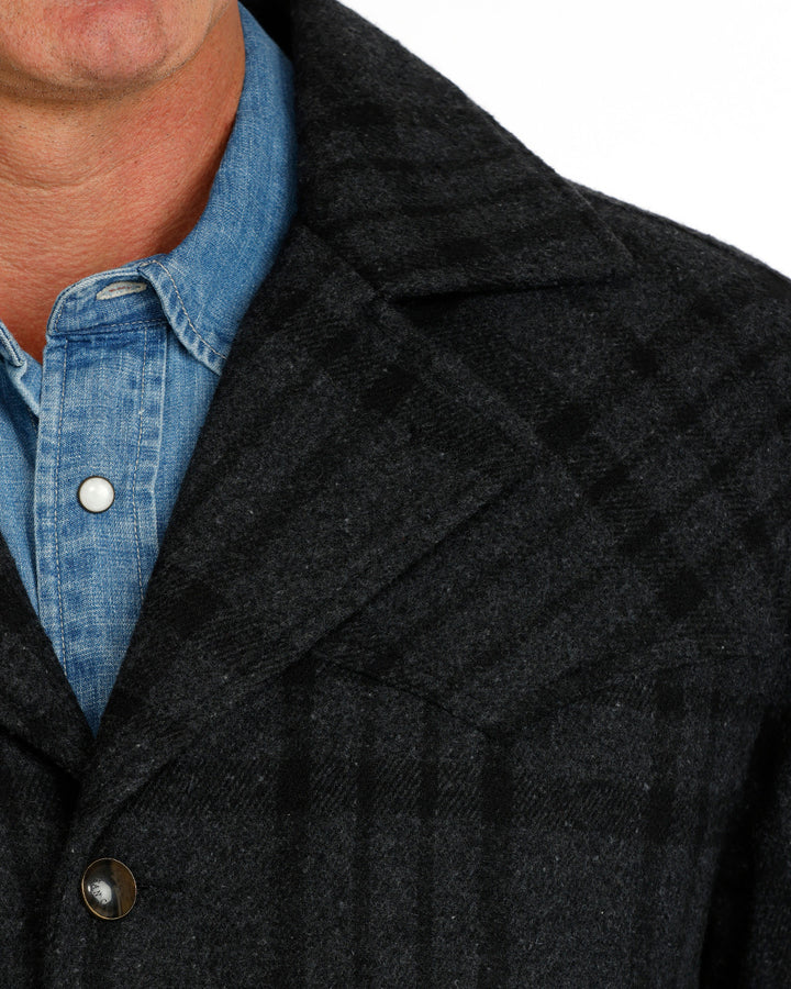 Cinch Black Plaid Dress Coat