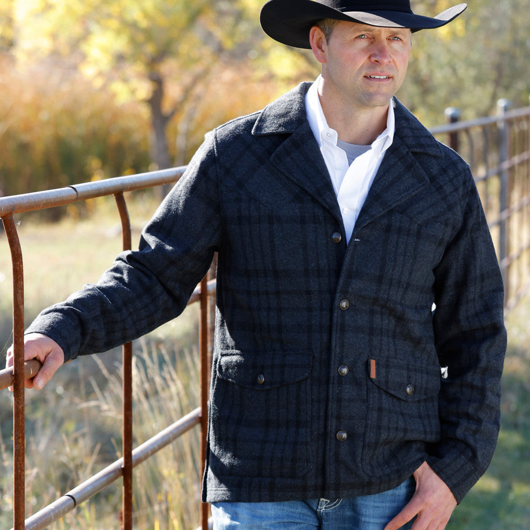 Cinch Black Plaid Dress Coat
