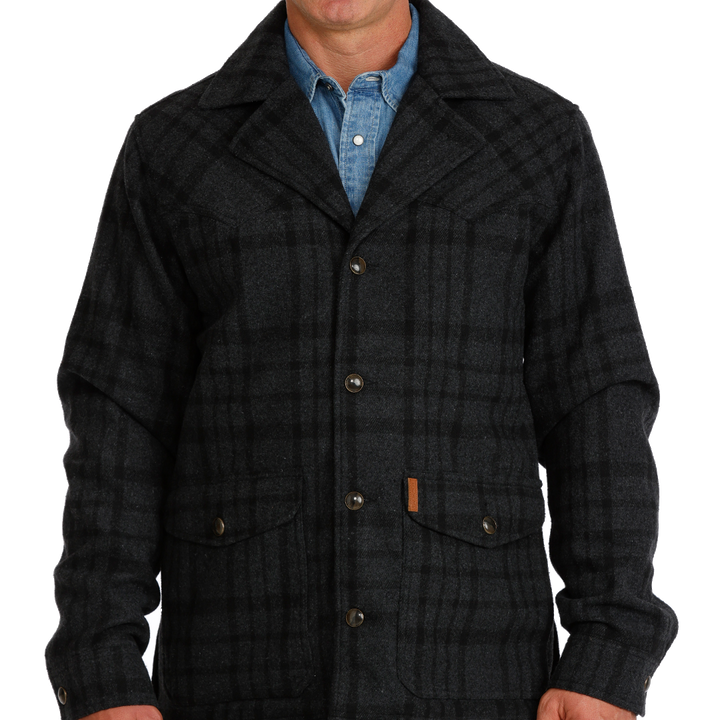 Cinch Black Plaid Dress Coat