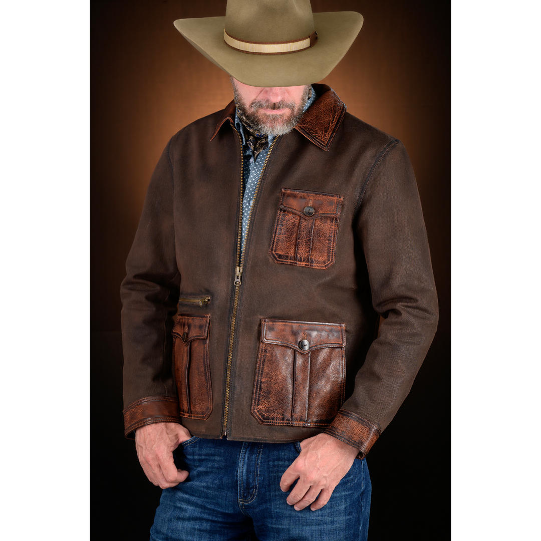 Canvas Jacket with Leather Trim