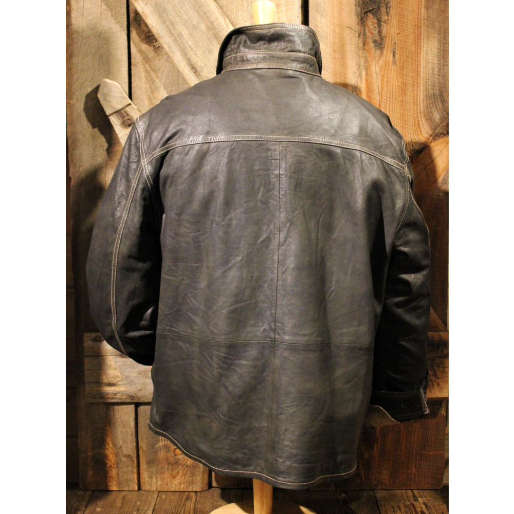 Men's Button Up Leather Jacket
