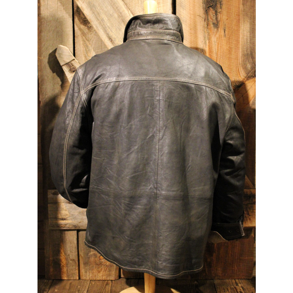 Men s Button Up Leather Jacket Custom Cowboy Shop