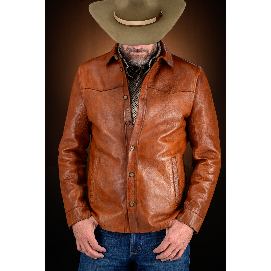 Men's Leather Shirt Jacket