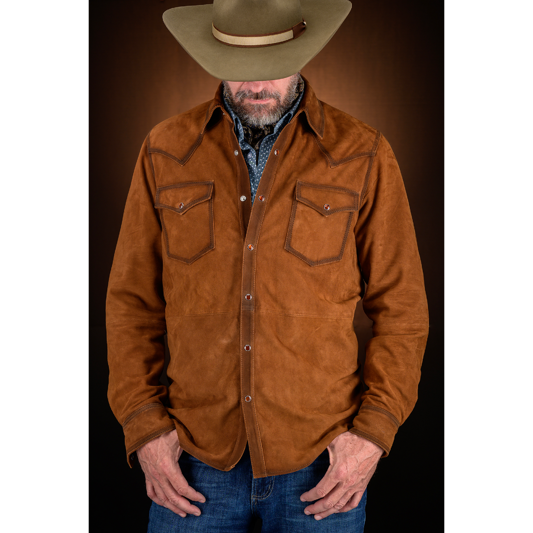 Men's Suede Leather Shirt Jacket -Scully 78 – Custom Cowboy Shop