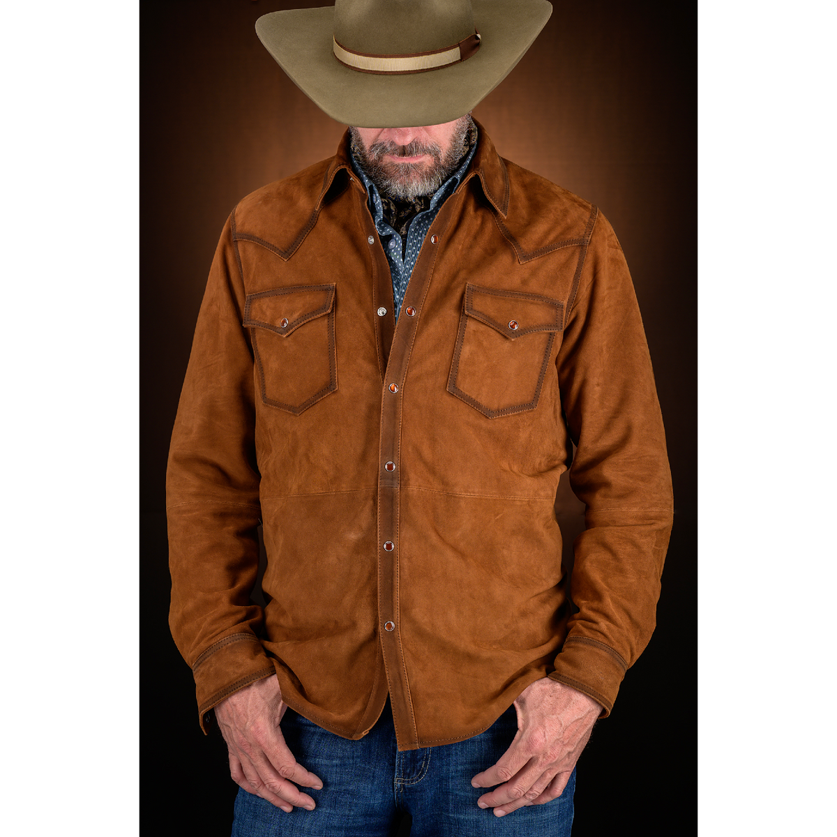 Men's Suede Leather Shirt Jacket -Scully 78 – Custom Cowboy Shop