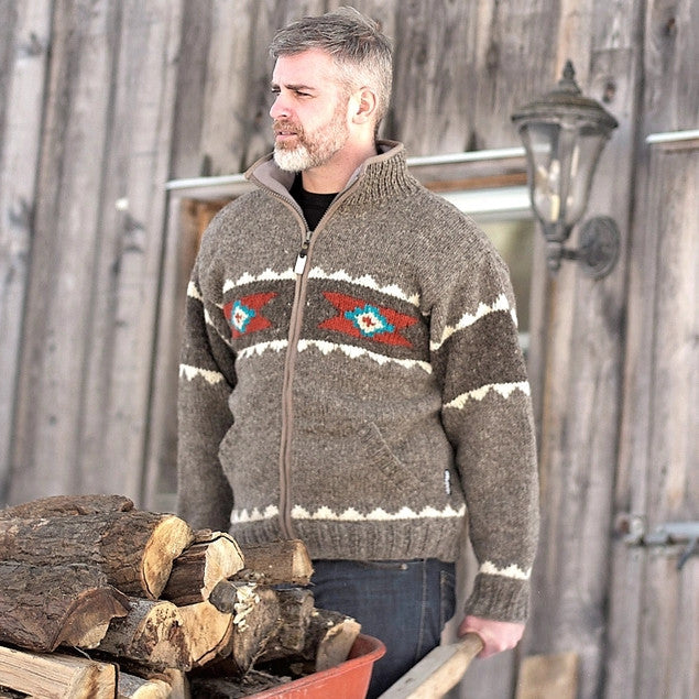Navajo Wool Cowboy Sweater - Medium Natural