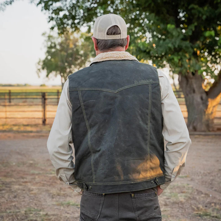 Custom Cowboy Shop - Waxed Cotton Waterproof Work Vest Olive