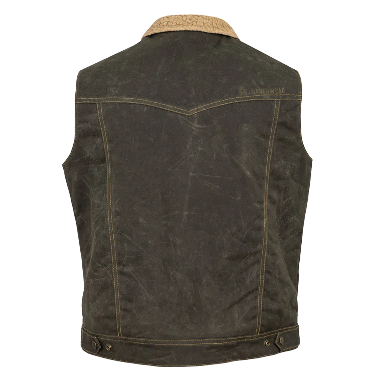 Custom Cowboy Shop - Waxed Cotton Waterproof Work Vest Olive