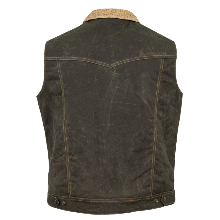 Custom Cowboy Shop - Waxed Cotton Waterproof Work Vest Olive
