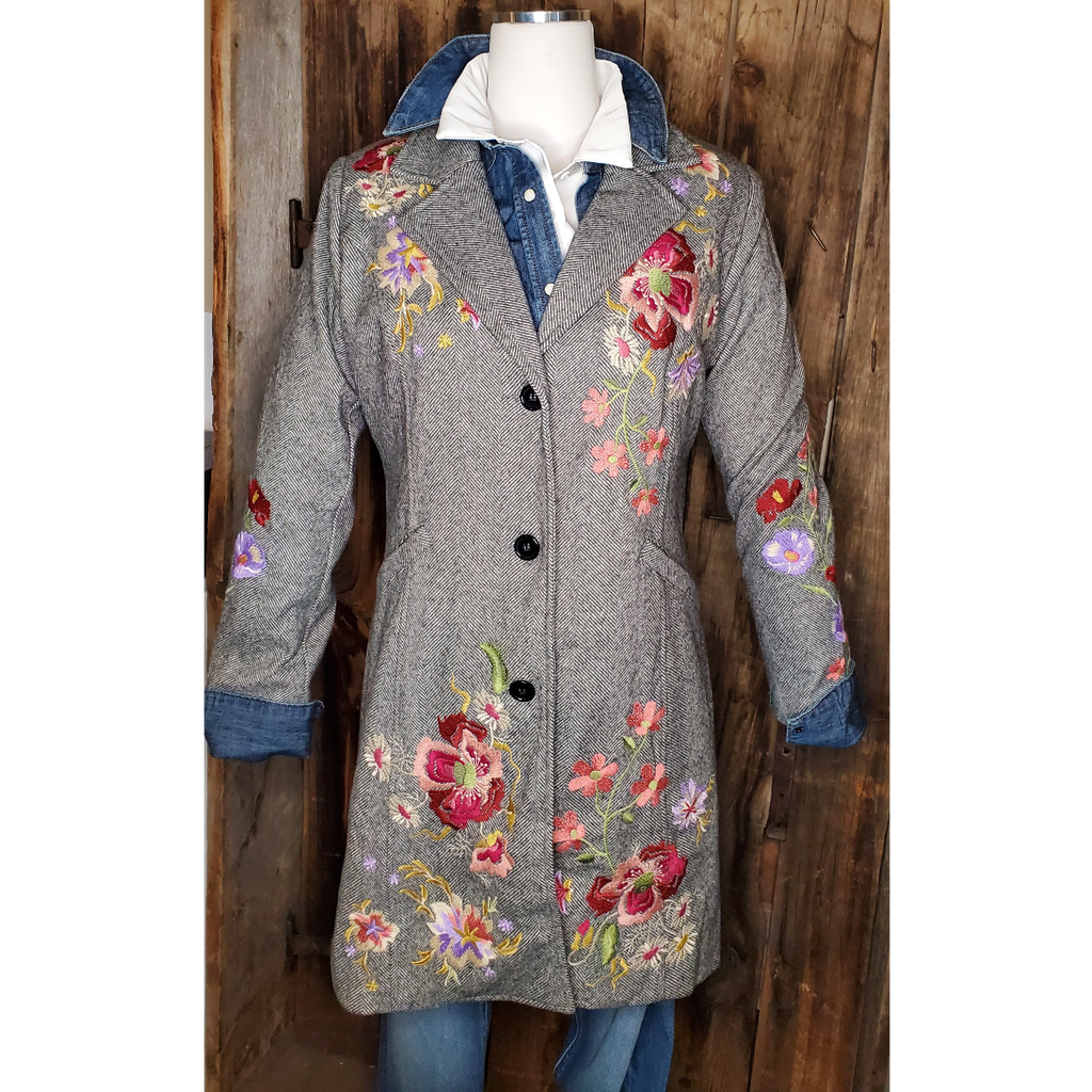 Paparazzi 4797MAJ Brushed Herringbone Embroideried Coat