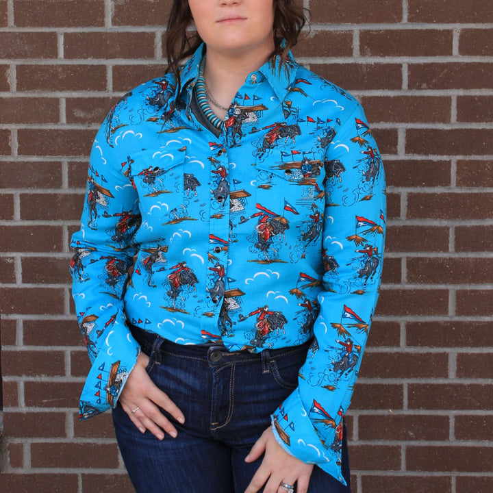 Women's Retro Rodeo Print Western Shirt