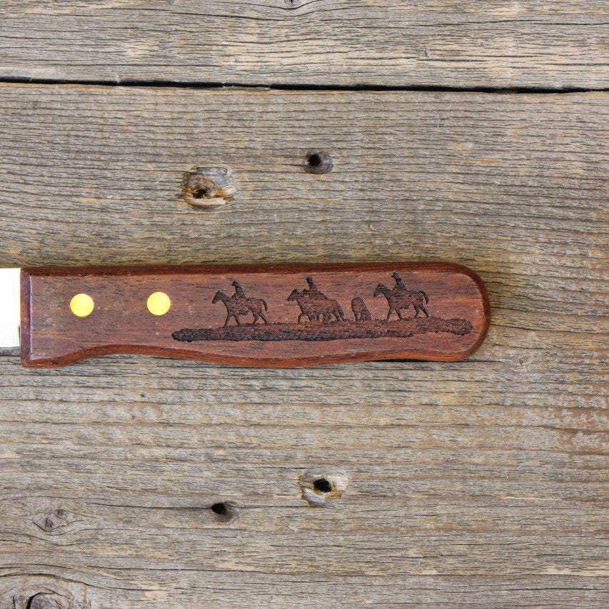 Riding Cowboys Wooden Handle Steak Knives