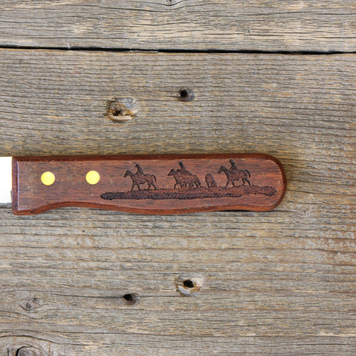 Riding Cowboys Wooden Handle Steak Knives