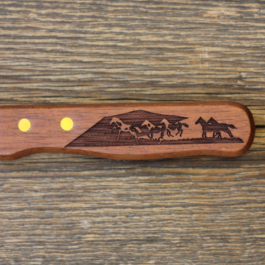 Running Horses Wooden Handle Steak Knives