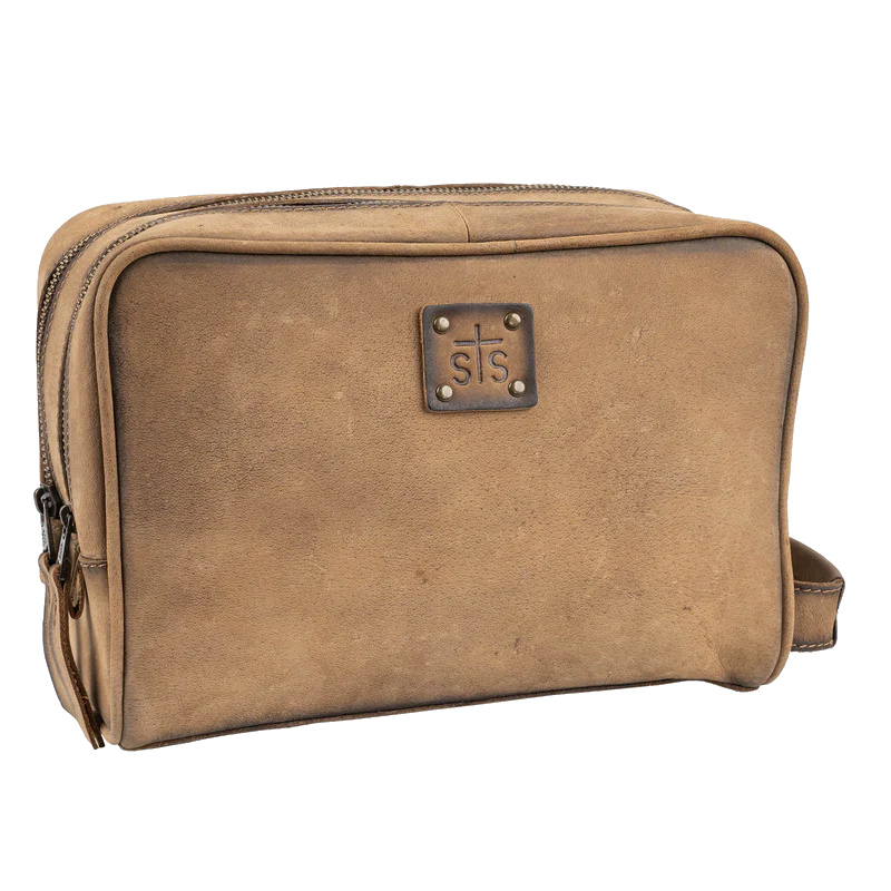 Leather Double Zipper Shave Kit