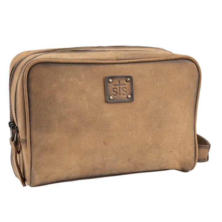 Leather Double Zipper Shave Kit