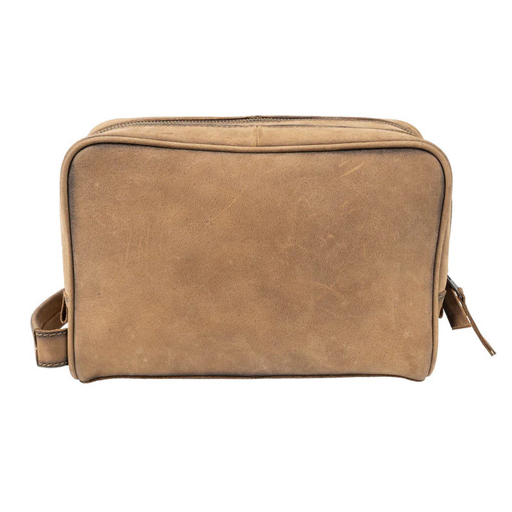 Leather Double Zipper Shave Kit