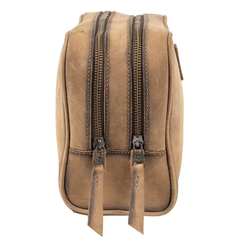 Leather Double Zipper Shave Kit