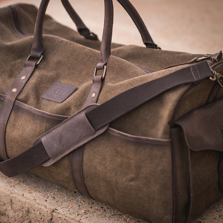 Canvas Duffle Bag with Leather Accents