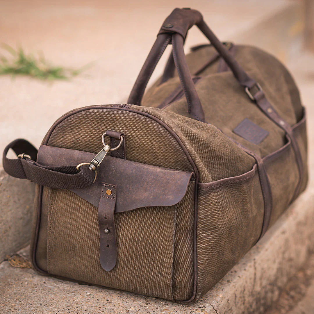 Canvas Duffle Bag with Leather Accents