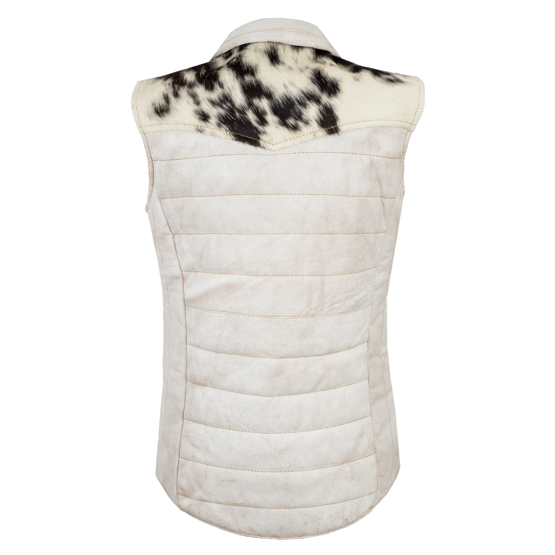 Women's Leather Vest with Cowhide Trim